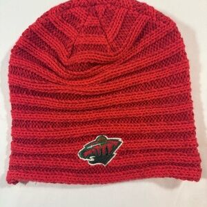 Red Knit Beanie with Embroidered Logo